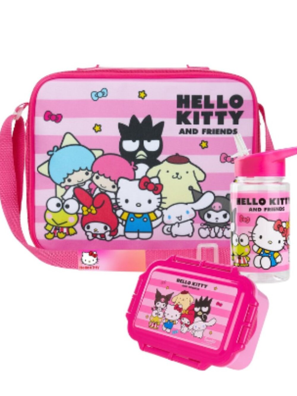 Hello Kitty & Friends 3pc Lunch Set Insulated Bag Lunch Box 400ml Bottle NWT